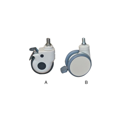 Medical bed casters with built-in brakes