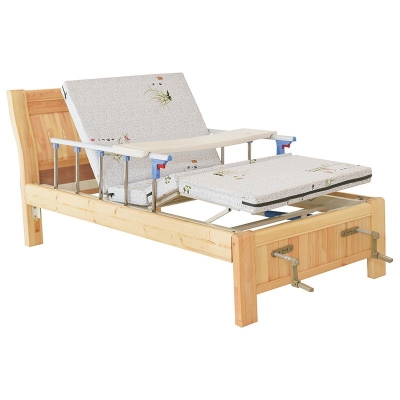 Home manual two-function pine wood nursing bed ZC-F04