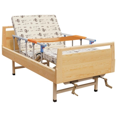 Home manual two-function pine wood nursing bed ZC-F02